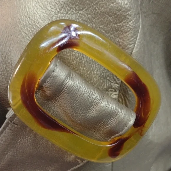 Vintage Jerry Lewis Gold Leather Trench Coat Women's Size 1X - Picture 7 of 9